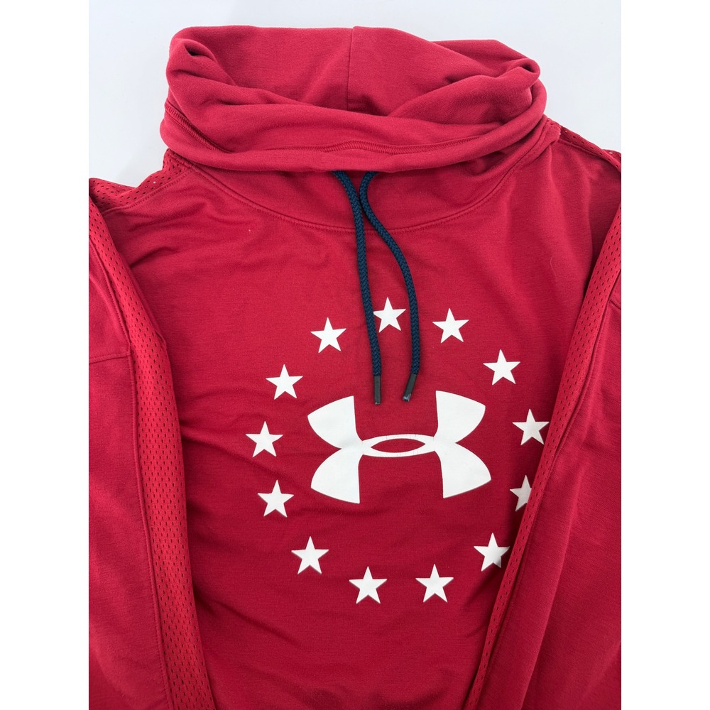 Under Armour Freedom Stars Logo Cowl Neck Pullover Sweatshirt Red Small